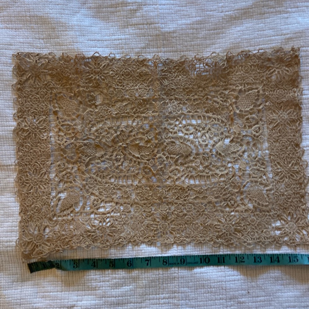 Vintage Handmade Lace Crochet Placemats matching napkins early 20th century.